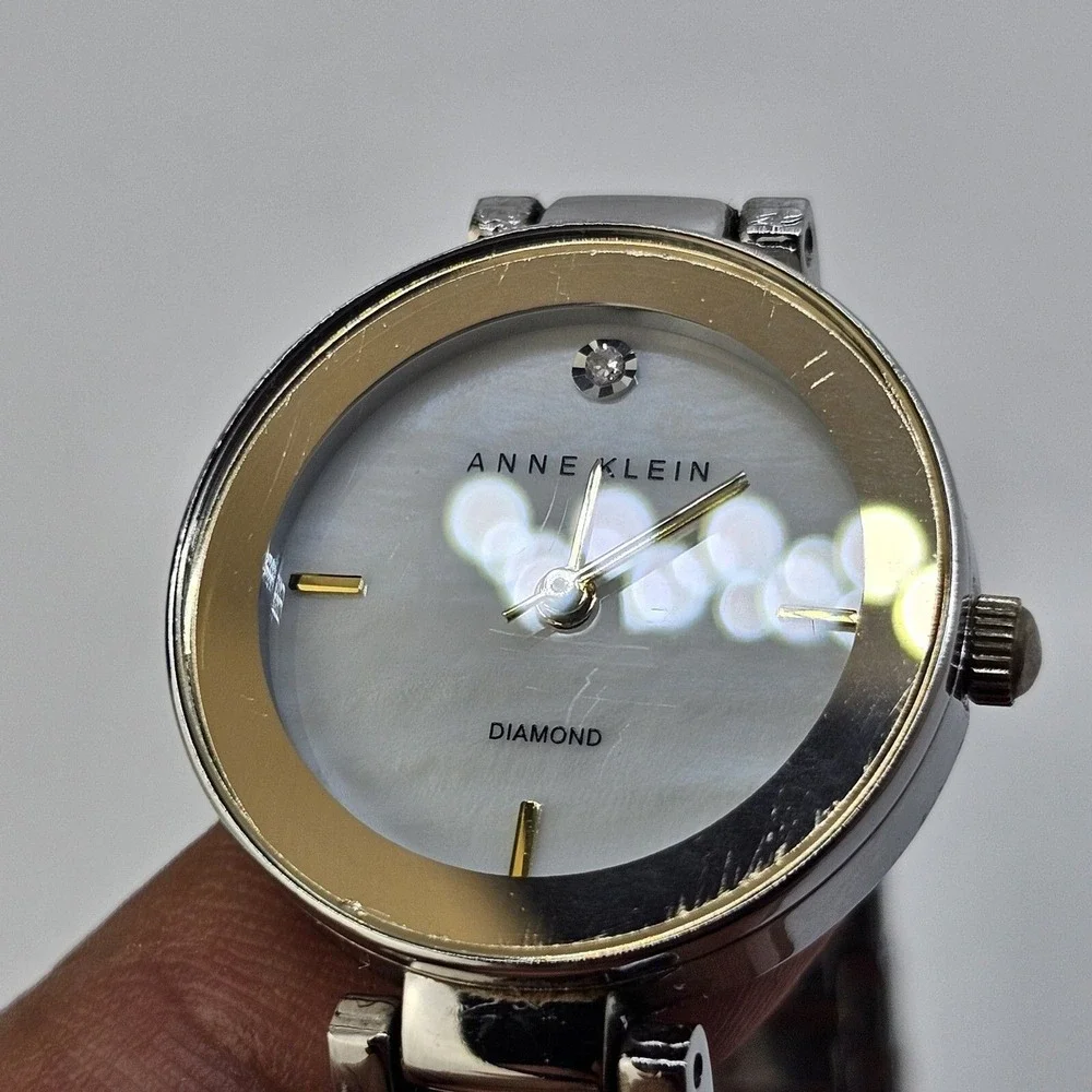 Anne Klein Diamond Women's 26MM White Dial Gray‎ Tone Bracelet 7